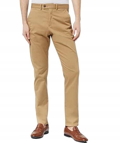 ESPRIT MĘSKIE ELEGANCKIE SPODNIE CHINOS BRĄZOWE DŁUGIE 90 JQA