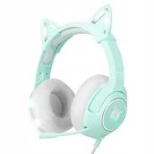 Słuchawki - Słuchawki gamingowe ONIKUMA K9 zielone LED 7.1 z uszkami wibracje USB - miniaturka - grafika 1