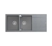 Zlewozmywaki - Quadron HQE11650U5_BS_P2O Evan 121 silver stone - szary/stalowy - granitowy - wpuszczany w blat - ociekacz - miniaturka - grafika 1