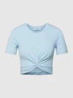 Koszulki i topy damskie - T-shirt krótki z wiązanym detalem - miniaturka - grafika 1