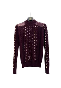 Maglia Donna TRASH AND LUXURY con inserti in pelle e borchie - Dresy damskie - miniaturka - grafika 1