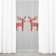 Firany - Firana świąteczna WINTER wzór BN13 | szara kratka i renifery 140 x 280 cm - miniaturka - grafika 1