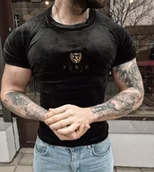 Koszulki męskie - Koszulka welurowa męska czarna Furia - miniaturka - grafika 1