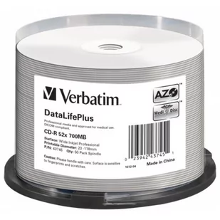 Verbatim CD-R 700MB 52x DataLife Super AZO - do Tak (50 szt. - 43745 - nowość!!! 43745 - Nośniki danych - miniaturka - grafika 1