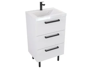 Szafka Stojąca Z Umywalką ATH 50 cm - Biały Mat - Uchwyty Czarne Matowe - Szafki łazienkowe - miniaturka - grafika 1