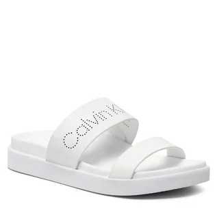 Klapki i japonki damskie - Calvin Klein Klapki Ergonomic Slide Perf/Patent HW0HW00685 Ck White YAF - grafika 1