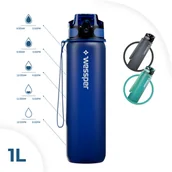 Shakery i bidony sportowe - Wessper, Butelka, Activemax Trilline, 1L, Niebieska - miniaturka - grafika 1