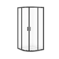 Kabiny prysznicowe - Cersanit Zestaw kabina prysznicowa z brodzikiem  Arteco 80x80x190 cm półokrągła czarna brodzik Tako 4 cm S913-024 - miniaturka - grafika 1