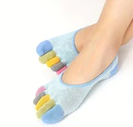 Skarpetki damskie - Stopki skarpetki pięciopalcowe kolorowe niebieskie joga pilates gimnastyka - miniaturka - grafika 1