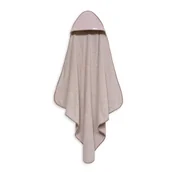 Okrycia kąpielowe dla dzieci - Okrycie kąpielowe 100x100 Puntos różowy z kapturkiem + śliniaczek zestaw w pudełku - miniaturka - grafika 1