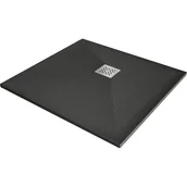 Brodziki prysznicowe - Mexen Stone+ brodzik kompozytowy kwadratowy 100 x 100 cm, antracyt - miniaturka - grafika 1