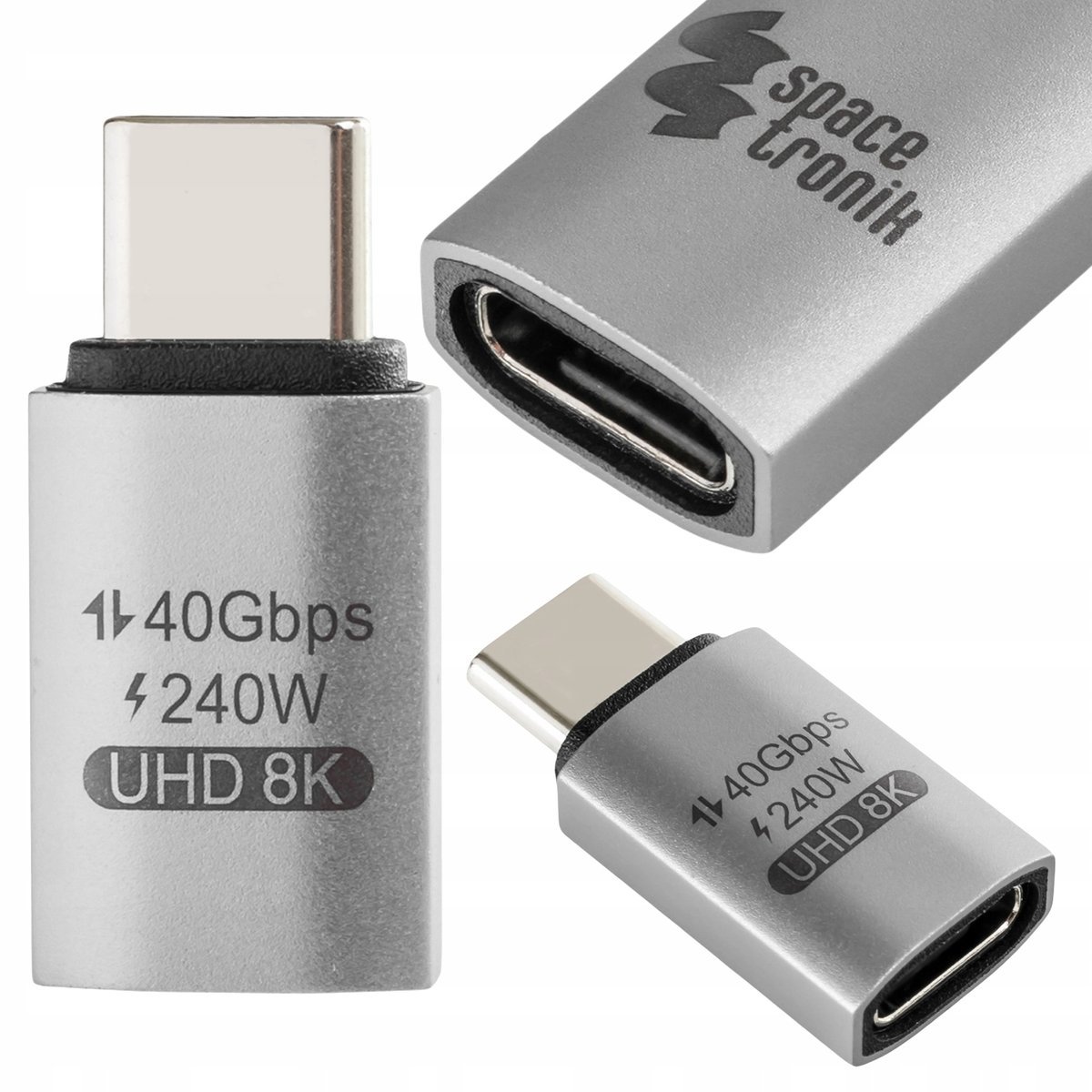 Adapter male USB-C na USB-C female 8K 60Hz 240W Spacetronik przejściówka