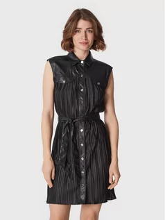 Sukienki - DKNY Sukienka z imitacji skóry DD2G4164 Czarny Regular Fit - grafika 1