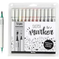Kredki, ołówki, pastele i pisaki - Zestaw dwustronnych markerów Sketch Marker, 12 sztuk - miniaturka - grafika 1