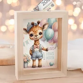 Skarbonki - Drewniana Skarbonka Żyrafa na Pierwsze Urodziny - miniaturka - grafika 1