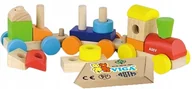 Zabawki sensoryczne - Drewniana Ciuchcia Z Klockami Pociąg Kolejka dla niemowlaków przeszkolaków Viga 18m+ - miniaturka - grafika 1