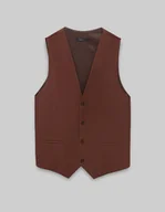 Kamizelki męskie - kamizelka do zestawu barzano ceglasty slim fit - miniaturka - grafika 1