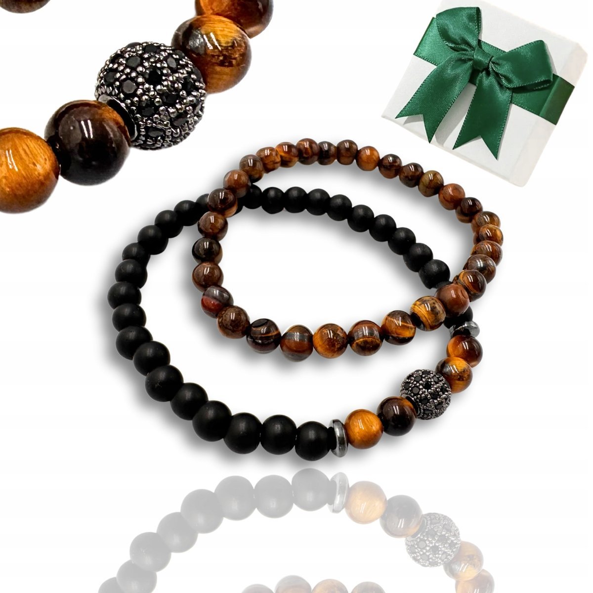 Czarny Turmalin Onyks Obsydian Bransoletka Męska Damska Szczęście Ochrona