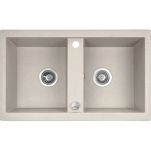 Laveo Barbados zlewozmywak granitowy 78x48 cm 2-komorowy beżowy SBB420T - Zlewozmywaki - miniaturka - grafika 1
