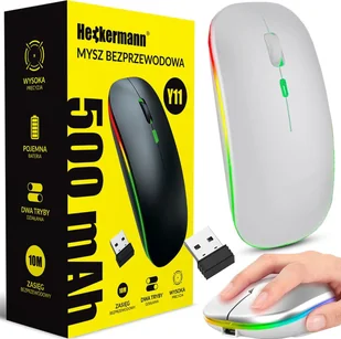 Mysz Heckermann Bezprzewodowa mysz komputerowa Heckermann Y11 Srebrna - Myszki - miniaturka - grafika 1