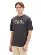Koszulki męskie - T-shirt męski TOM TAILOR o wygodnym kroju z nadrukowanym logo, 10899-Szary asfalt, XL - miniaturka - grafika 1