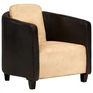 vidaXL Fotel, czarno-jasnobrązowy, skóra naturalna - Fotele - miniaturka - grafika 1