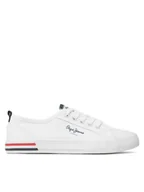 Buty dla chłopców - Pepe Jeans Tenisówki Brady Basic Boy PBS30549 Biały - miniaturka - grafika 1