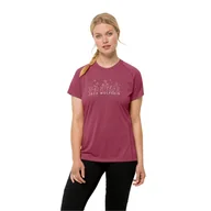 Koszulki i topy damskie - T-shirt rowerowy damski Jack Wolfskin MOROBBIA VENT T W sangria red - S - miniaturka - grafika 1