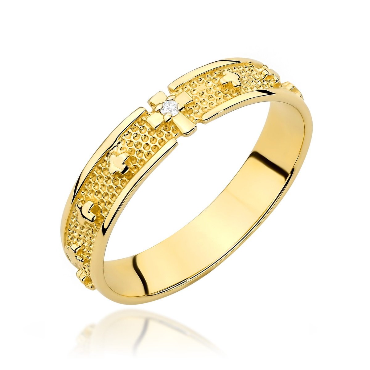 Złoty pierścionek Diament 0,0086ct żółte złoto pr. 585