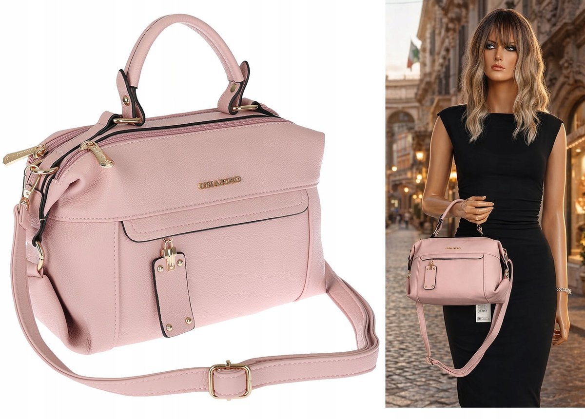 Torebka damska CHARRO pojemna Listonoszka kuferek do ręki CH173 Różowa