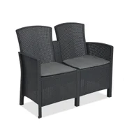 Sofy ogrodowe - Leziter Sofa ogrodowa Lima 2-osobowa grafitowa - miniaturka - grafika 1