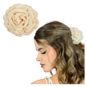 Ozdoby do włosów - Klamra do Włosów Beżowa Duża Kwiat Róża Bezpieczna Spinka Lekka i Efektowna - miniaturka - grafika 1