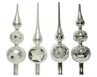 Szklany szpic na choinkę srebrny dekorowany dekoracyjny 31cm - Ozdoby bożonarodzeniowe - miniaturka - grafika 1