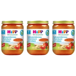 Hipp Zupka pomidorowa z kluseczkami i kurczakiem po 7. miesiącu zestaw 3 x 190 g Bio - Dania dla dzieci - miniaturka - grafika 1