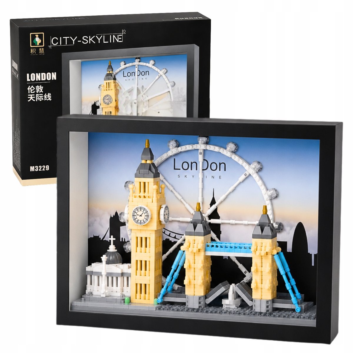 Klocki Londyn Big Ben Tower Bridge 1111 el. Obraz 3D W Ramce