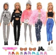 Lalki dla dziewczynek - UBRANKA DLA LALEK + AKCESORIA BLUZY DESKOROLKA BUTY PREZENT DLA 3 4 5 LATKI - miniaturka - grafika 1