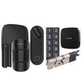Systemy inteligentnych domów - Bezprzewodowy zestaw Ajax + Yale (Yale Linus® Smart Lock L2 czarny z regulowaną wkładką Yale Linus®i klawiaturą; Ajax: Hub 2, czujnik ruchu MotionProtect PIR, FIREPROTECT 2 RB (ciepło/dym), DoorProtect) (czarny) - miniaturka - grafika 1