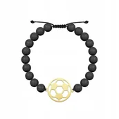 Bransolety męskie - Bransoleta Złota Piłka Nożna Męska z perłami 925 DEDYKACJA GRATIS - miniaturka - grafika 1