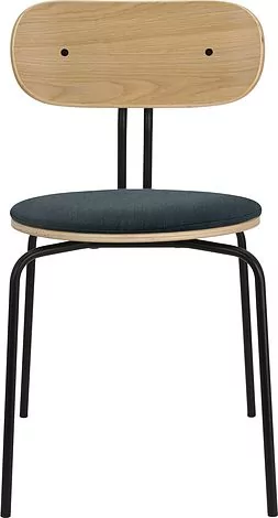 Krzesło Curious ciemnoturkusowe z tapicerowanym siedziskiem na czarnych nogach