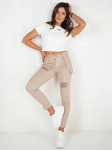 Spodnie damskie jeansowe ALEX ciemnobeżowe Dstreet UY1876-L - Spodnie damskie - miniaturka - grafika 1