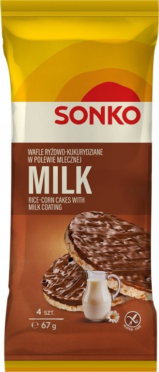 Sonko Wafle ryżowo-kukurydziane w polewie mlecznej 67 g