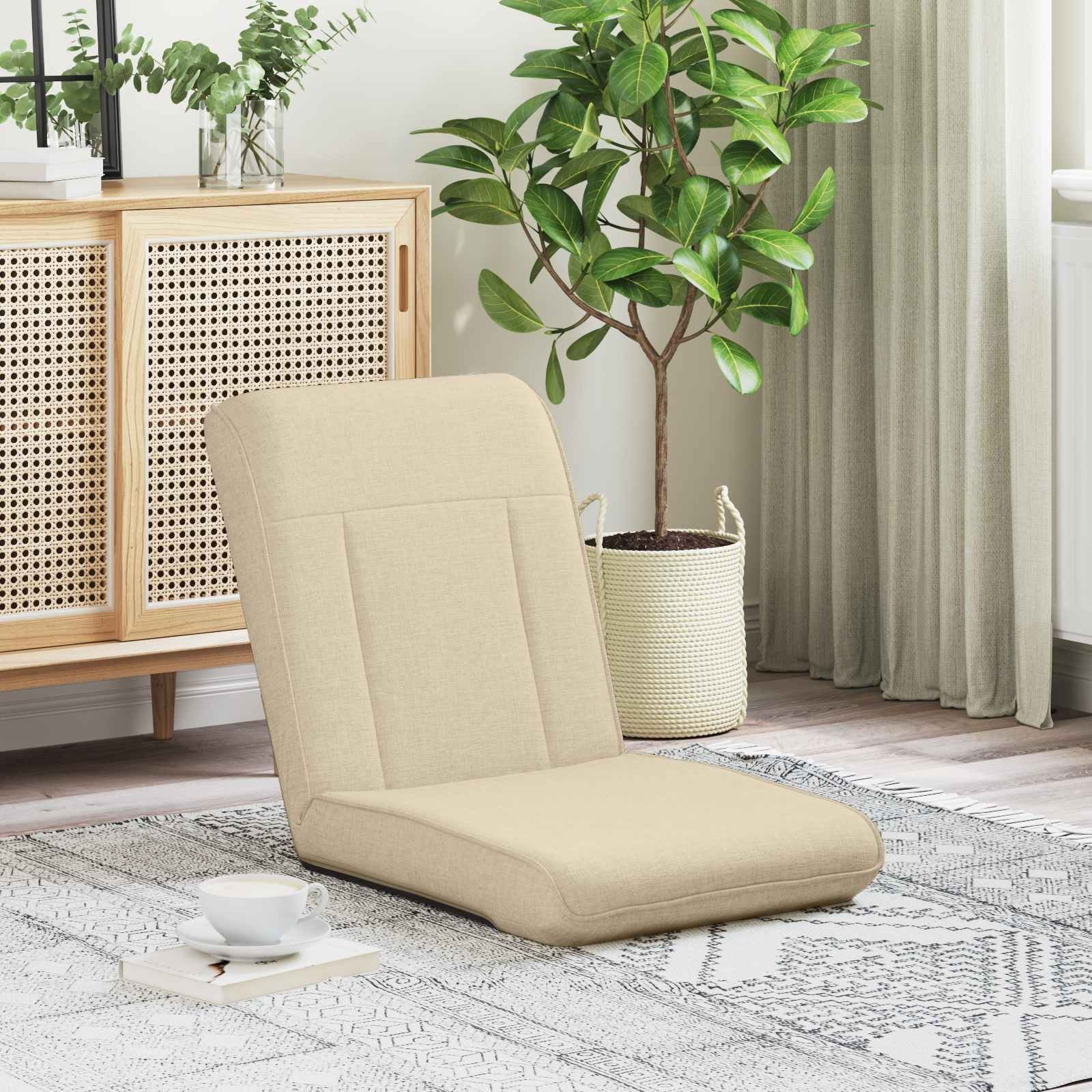 vidaXL vidaXL Krzesło na podłogę Kremowy 50 x 73 x 60 cm tkanina
