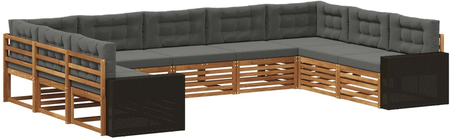 vidaXL Zestaw sof na zewnątrz z poduszką 9 pcs Naturalny i Antracytowy