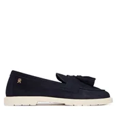 Mokasyny damskie - Mokasyny Tommy Hilfiger Light Suede Tassel Loafer FW0FW09285 Granatowy - miniaturka - grafika 1
