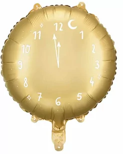 Balon foliowy Zegar złoty - 35 cm - 1 szt. - Sylwester - miniaturka - grafika 1