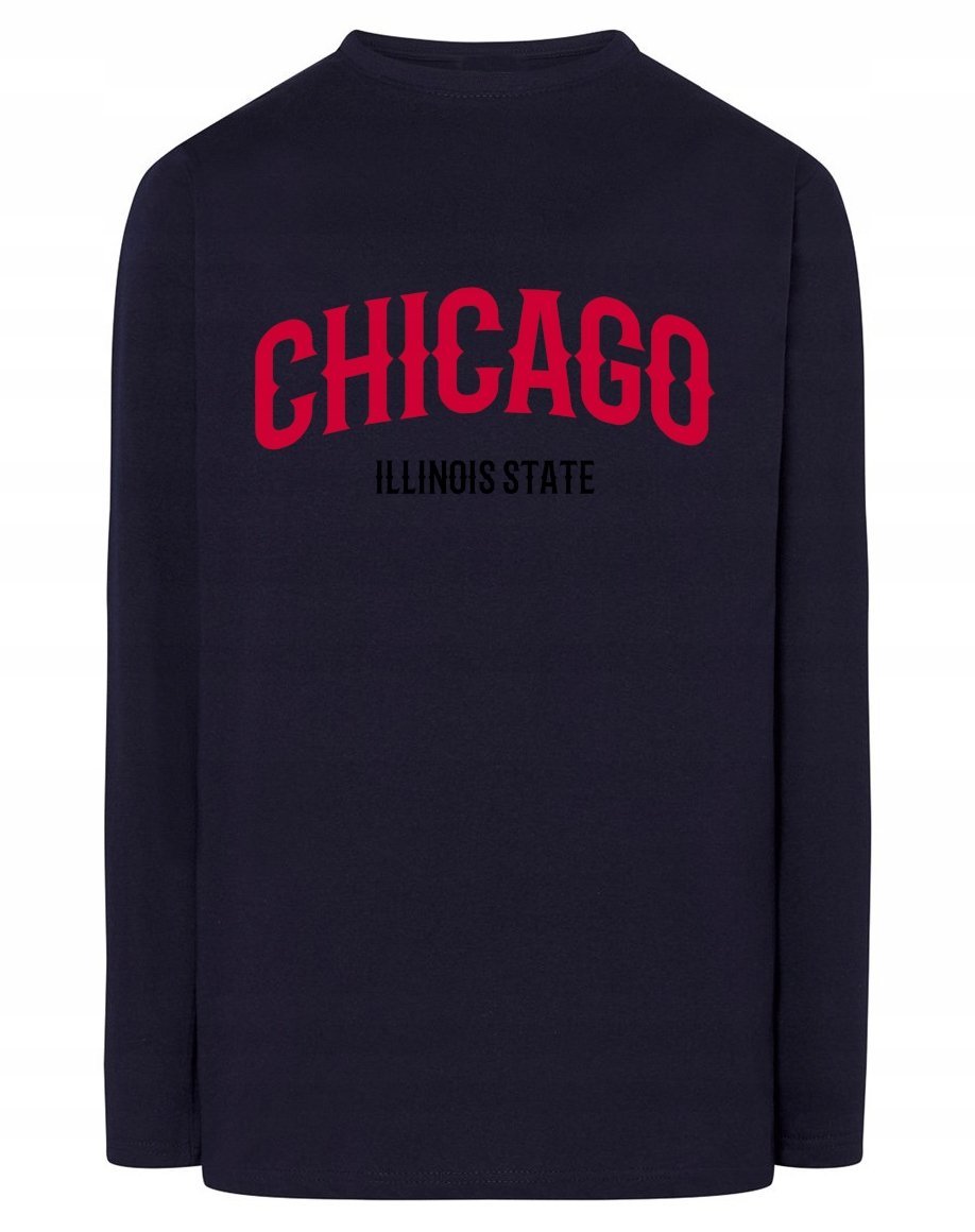 Longsleeve męski nadruk napis CHICAGO r.L
