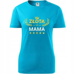 Damska Koszulka na Dzień Mamy Złota mama na Prezent dla Mamy Urodziny turkusowy XS - Koszulki i topy damskie Damska Koszulka na Dzień Mamy Złota mama na Prezent dla Mamy Urodziny turkusowy XS - Koszulki i topy damskie - miniaturka - grafika 1