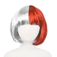 Dodatki do strojów karnawałowych - Peruka biało czerwona bob - miniaturka - grafika 1