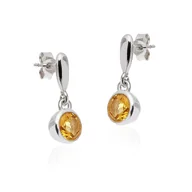 Kolczyki - ankabizuteria.pl Kolczyki srebrne z cytrynem na sztyftach wiszących - miniaturka - grafika 1