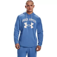 Bluzy sportowe męskie - Męska bluza treningowa z kapturem UNDER ARMOUR UA RIVAL TERRY BIG LOGO HD - niebieski - miniaturka - grafika 1